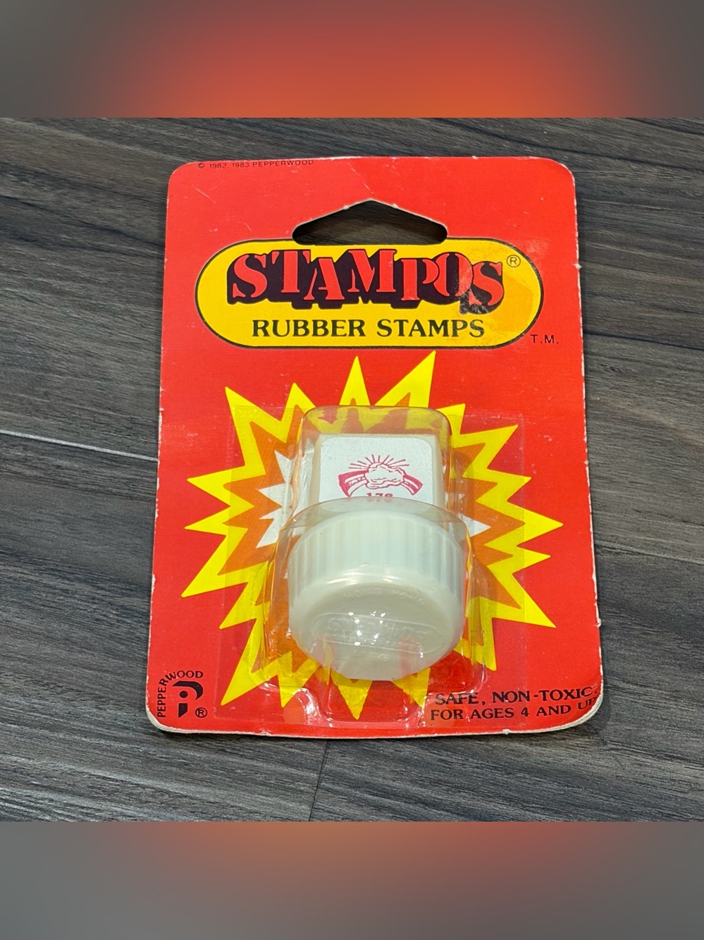 Vintage Pepperwood Stampos Sealed Self-Inking Rubber Stamp #178 Rainbow Cloud